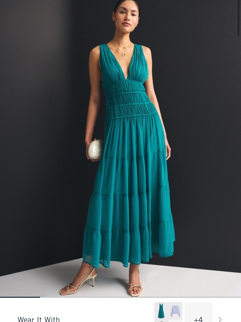 Abercrombie Bra-Free Ruched Flowy Maxi Dress